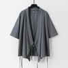 Conjunto de Pantalones y Cárdigan Kimono Japonés para Hombre Tallas Grandes S-9XL Algodón Lino Disfraz de Samurái Harajuku Chaqueta Holgada Traje