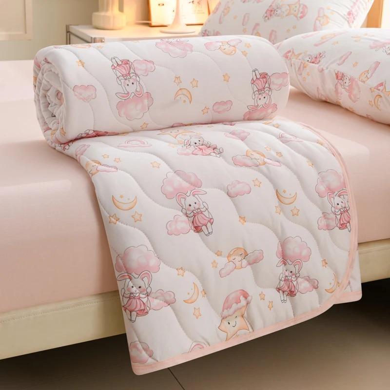 Knitted Thin Duvet 100x150cm 150x200cm Floral Print Quilt Soft Breathable Lightweight Summer Comforter Single Double Bed Blanket