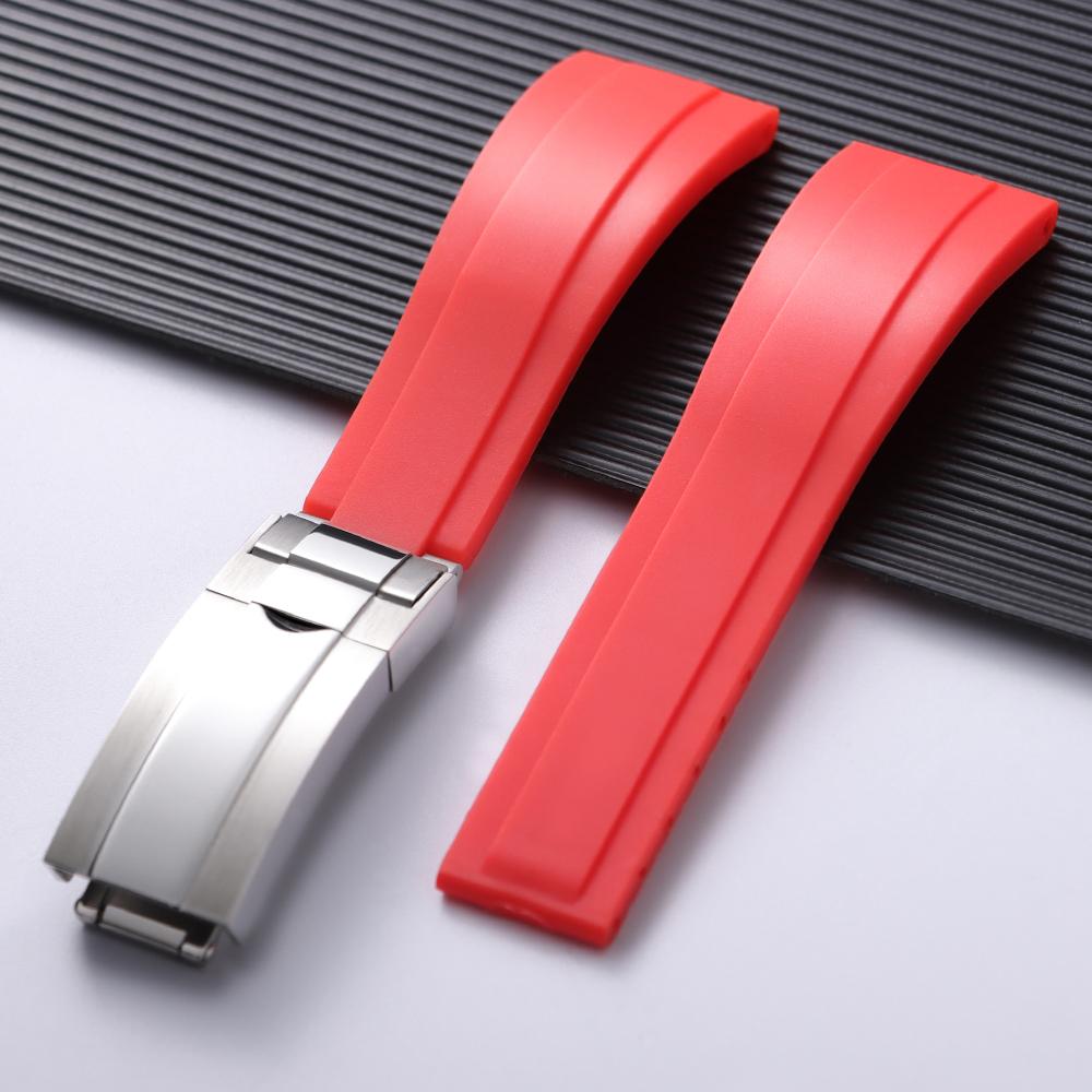 20mm Silicone Watch Band Rubber Watch Strap for Rolex Water Ghost Series Wrist Band Waterproof Fold Buckle Men Sport Bracelet