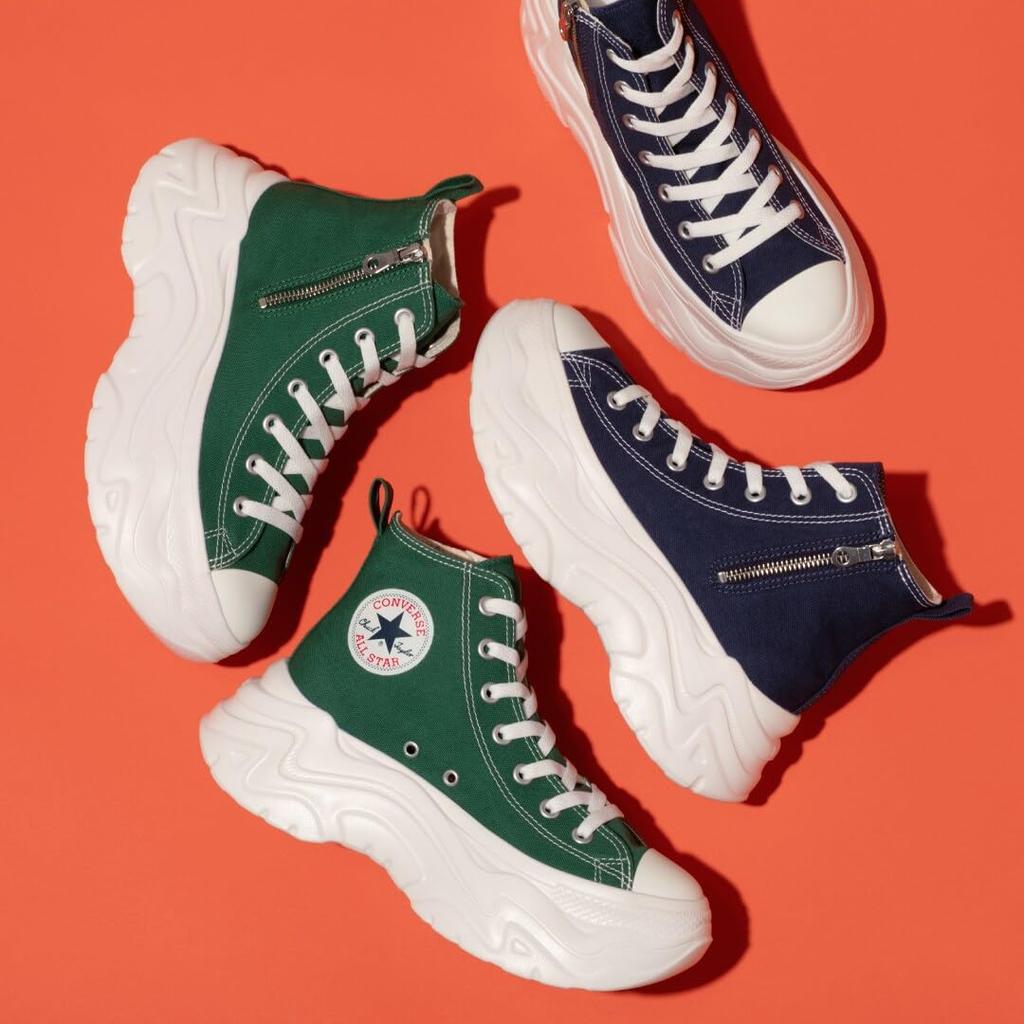 Lightweight Platform Zip-up All Star Cityhike Z Hi Sneakers In Dark Navy, Size 22.5 Cm