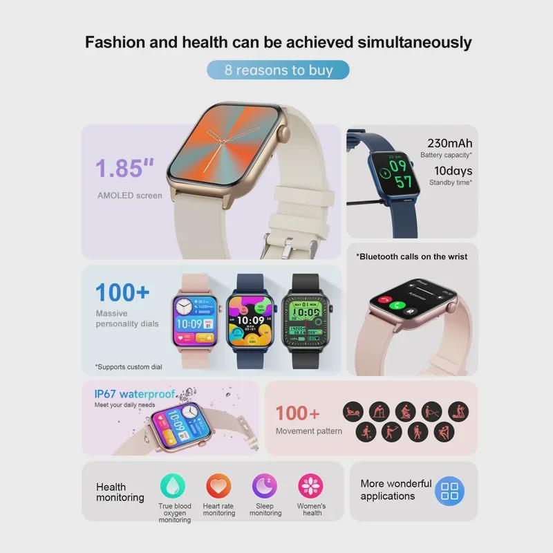 

Женские смарт-часы ZW64 Mini с AMOLED-дисплеем и Bluetooth-трекером здоровья English version розовый