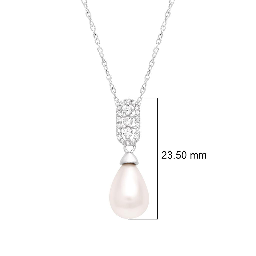 3.25 Cts Pear Shape Pearl Gemstone 925 Sterling Silver Teardrop Elegant Bridal Necklace