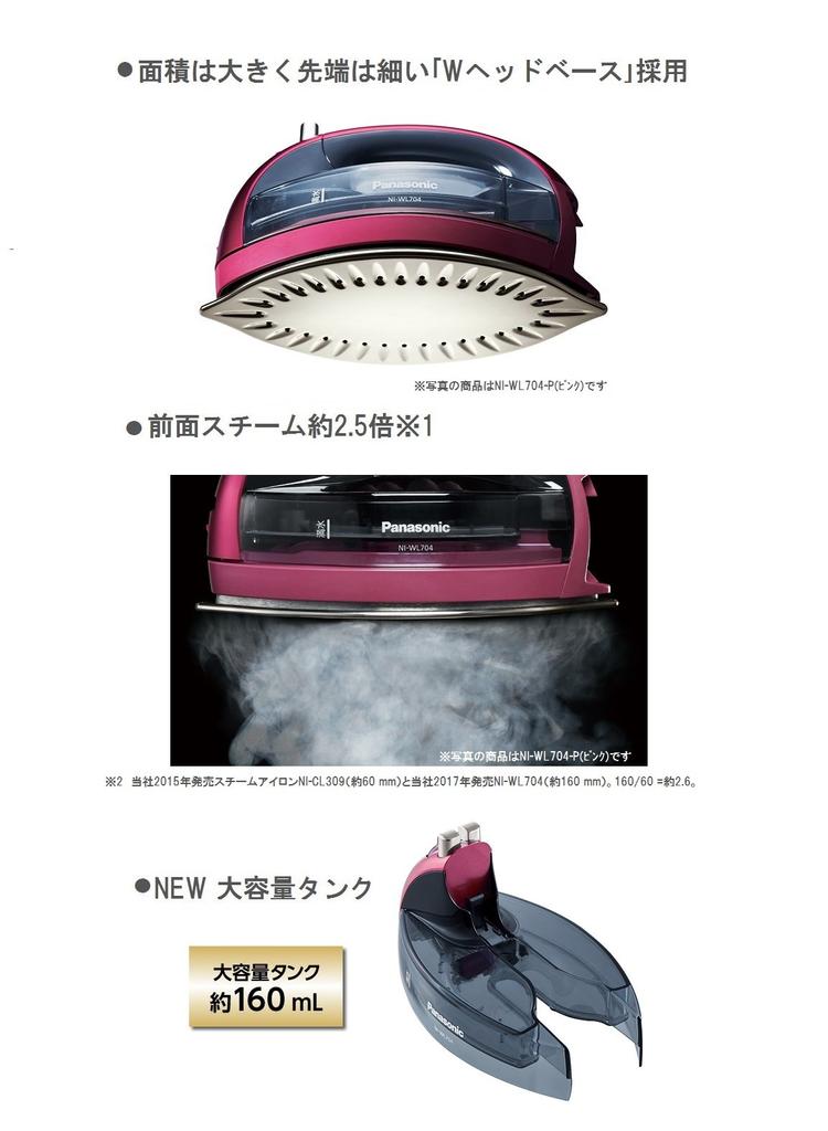Panasonic Cordless Steam W Head Iron Violet NI-WL504-V