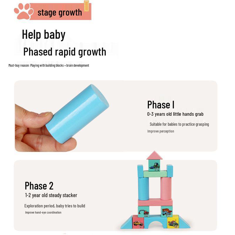 Children's Wooden Building Blocks & Puzzle Toys for Early Development (Ages 1-6)