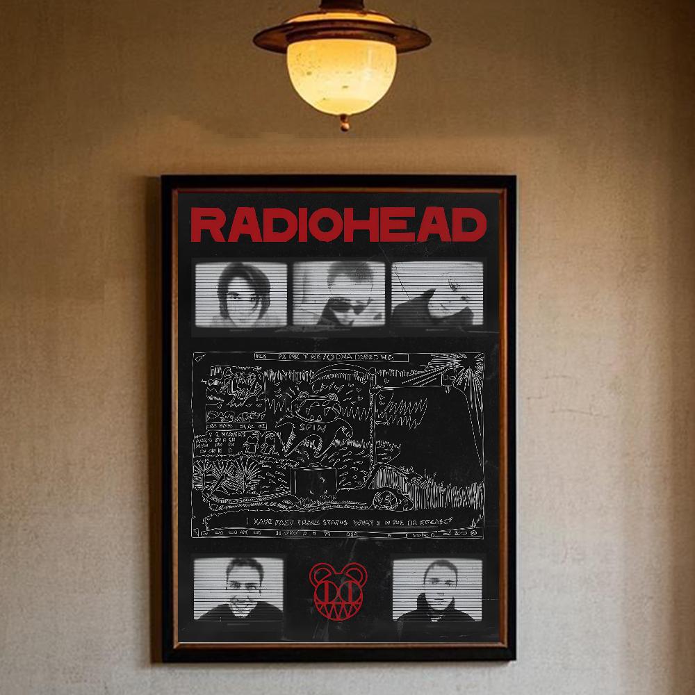 Banda de Art Rock Radiohead Póster de Música arte pared adhesiva impermeable hogar sala de estar dormitorio bar decoración estética