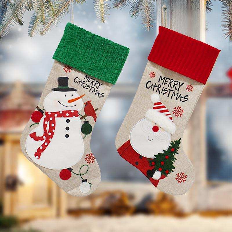 Christmas Socks Christmas Candy Stockings Christmas Tree Pendant Santa Snowman Gift Bag Christmas Decorations