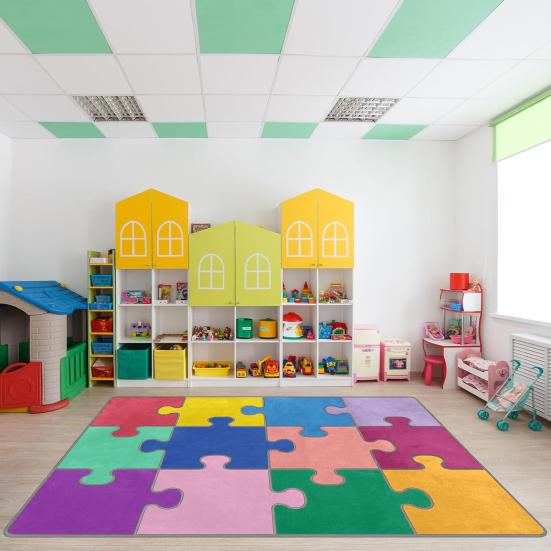 Alfombra de juegos para niños de 120 x 160 cm, colorida alfombra a cuadros con base antideslizante, ideal para aulas de preescolar, salas de arte y salas de juegos.