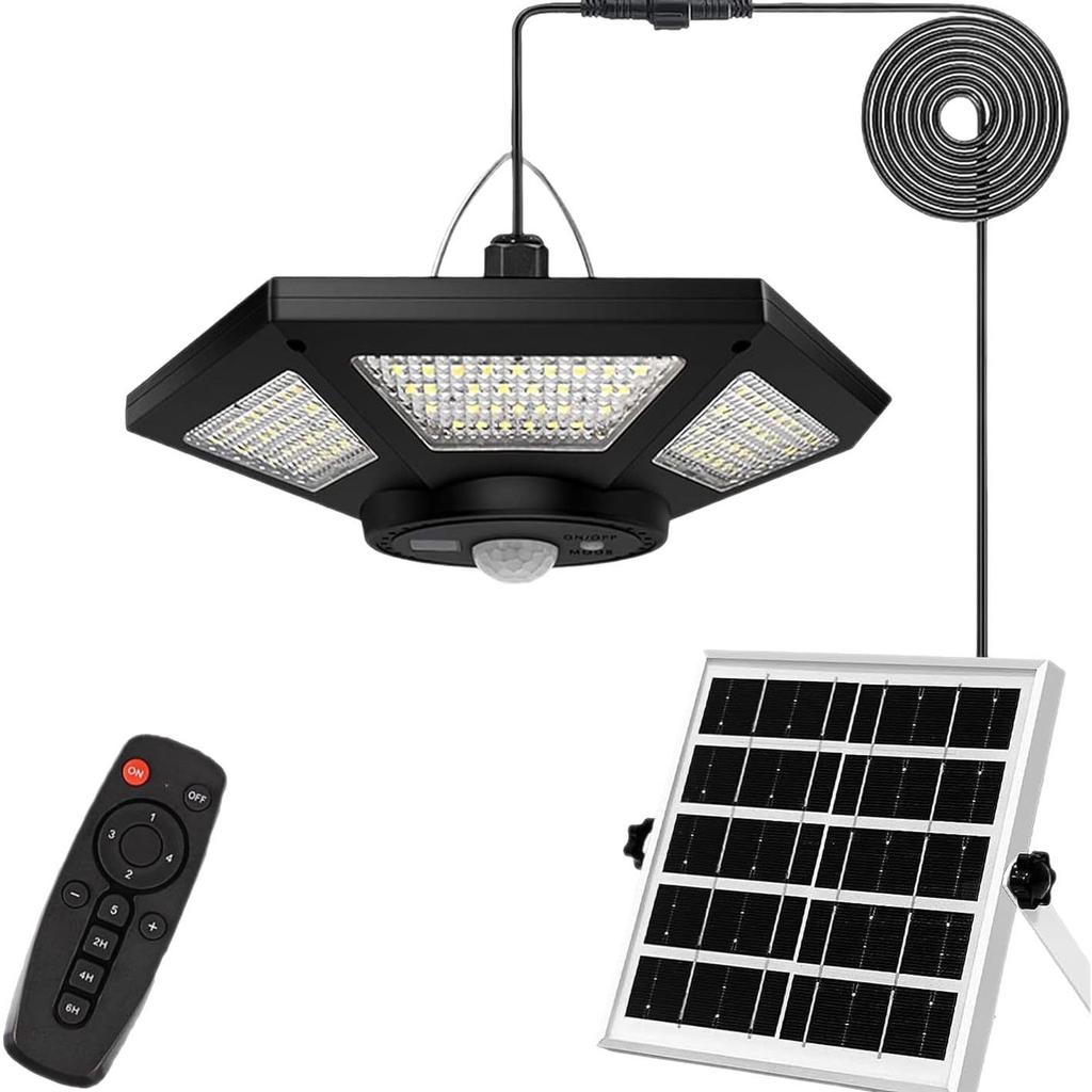 Outdoor Solar LED Pendant Light for Balcony, Pavilion, Terrace, Shed, Garage, and Courtyard.