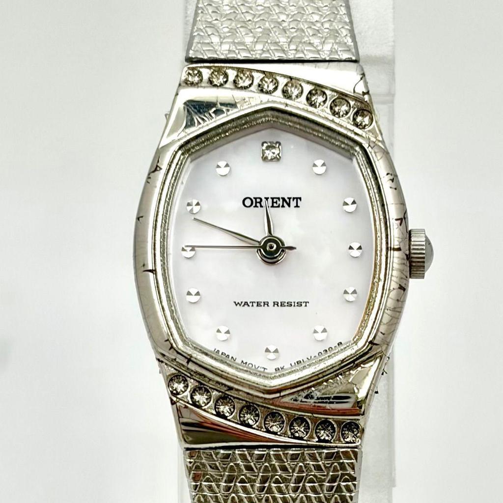 Used [New Battery] ORIENT Ladies Watch 1P Diamond Shell Silver UBLV-01