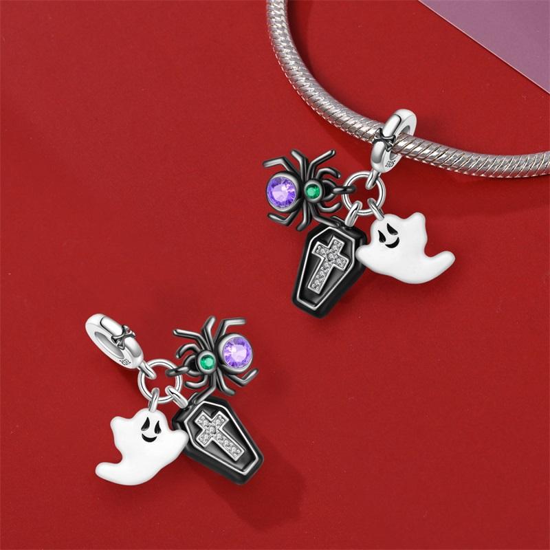 100% Copper Luminous Skeleton Ghost Clown Halloween Series Charms Beads Fit Pan Style 3Mm Diy Fine Jewelry Making