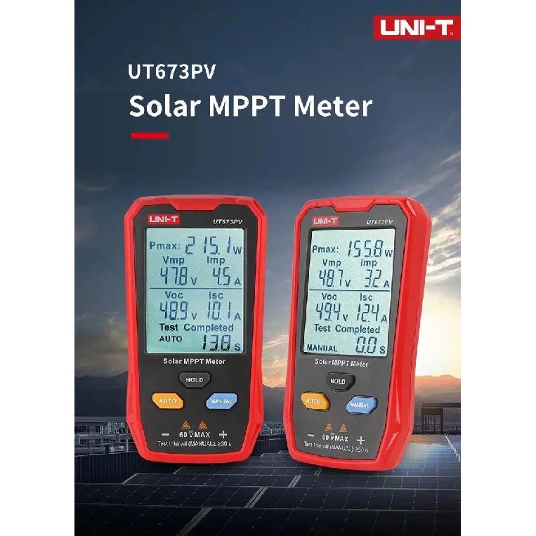 UNI-T UT673PV Solar Panel Tester Solar MPPT Meter Maximum Photovoltaic Power Pmax Vmp Lmp Voc Lsc PV Solar Panel Multimeter