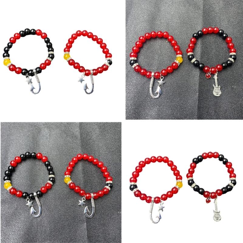 1/2Pcs Magnetic Couple Bracelet Set Adjustable Matching Bangles Fashionable Beads Handchain Jewelry for Fashion Lovers