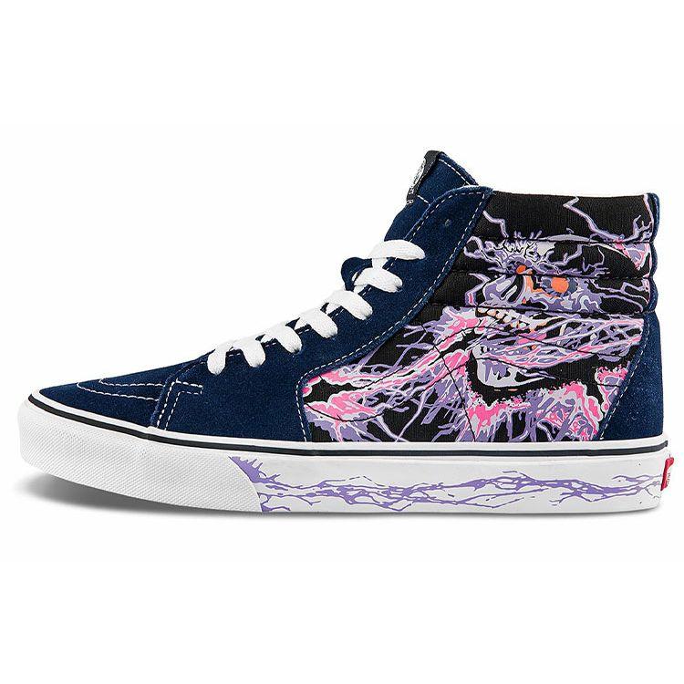 Vans Sk8 Skull Print Casual High-Top Skate Shoes Unisex Sneakers Black Purple VN0A5KRH96C
