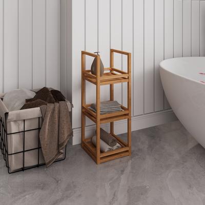 Badezimmerregal,Bücherregal,mit 3 Ebenen, Bambusregal mit Kantenschutz für Wohnzimmer, Schlafzimmer, Büro, platzsparend, natürlich.