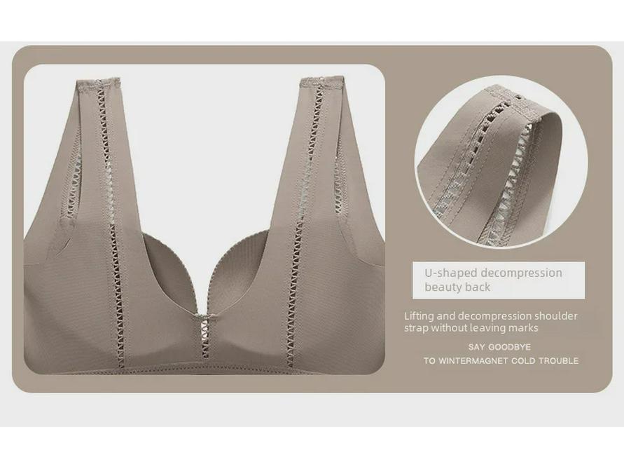 Original Japanese Light Cotton Seamless Front Buckle Bra for Small Chests - Thick, Gathered, No Steel Ring