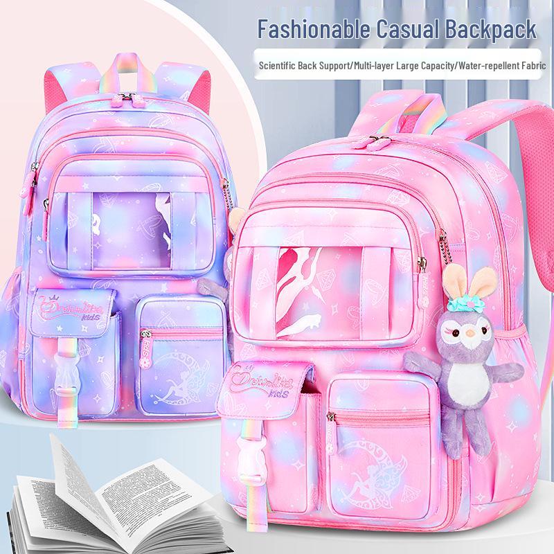 Dreamy Lightweight Backpack for Girls, Grades 1-6: Spine Protection & Load Reduction