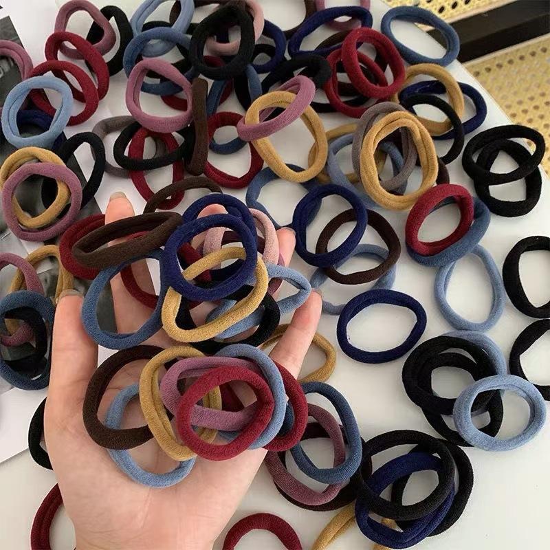 50PCS/Set New Women Girls Candy Colors Nylon Basic Scrunchie Hair Tie Ponytail Hold Hair Rubber Bands Fashion Hair Accessories