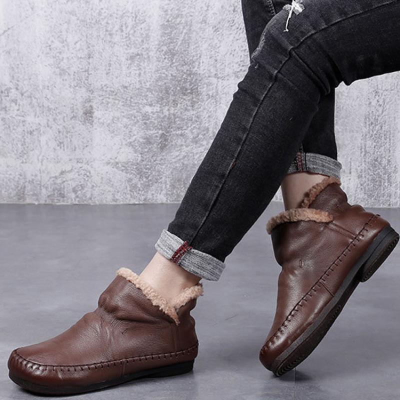 Casual Snow Boots for Women 2024 New Fur Non-Slip Plush Winter Boots Women Solid Color Warm Mom Cotton Padded Flat with Shoes