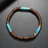 Natural Coconut Wood Turquoise Beaded Bracelet – Bohemian Spiritual Jewelry, Calm Protection Gift for Men