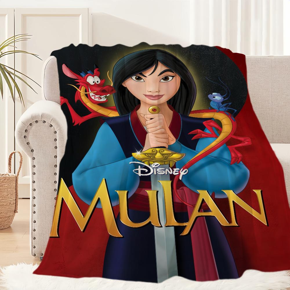 Cartoon Film Blanket Plush Nap Sofa Rug for Living Room M-Mulan Warm Office Bedroom Birthday Home Travel Kid Gifts