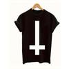 Men's & Women's Religious Graphic T-Shirt - Bold Inverted Cross Design - Black with White Print - Loose Fit Casual Streetwear - Everyday & Special