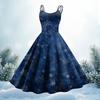 Women's Fashion Christmas Printed Sexy Strapless Gothic Cocktail Dress Punk, Vintage Dress.