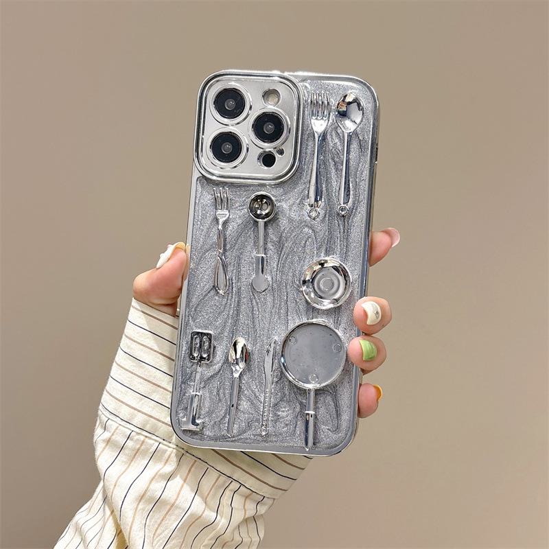 Creative Silicone Protective Cover for Apple 15Promax and 13 Cases, Anti-Fall and Unique Design