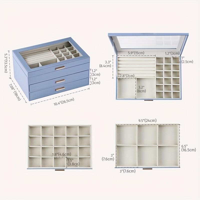 Luxury Faux Leather Jewelry Storage Box Organizer Large Capacity Double-Layer Drawer Necklaces Rings Earrings Storage Box Gift