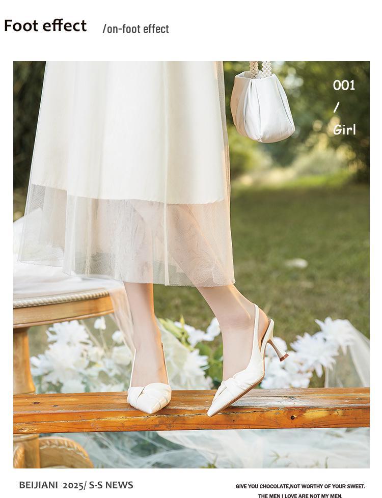 BEIJIANI Knotted Pointed Toe Stiletto Heel Women's One-Strap Sandals