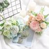 1Pc Artificial Flowers Wedding Home Bedroom Decoration Bridal Bouquet Garden Fake Silk Roses Hydrangeas Vase For Board Outdoors