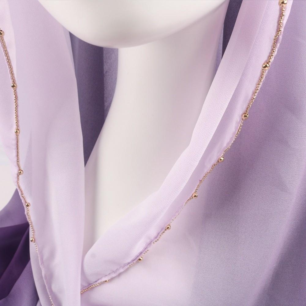 Beads Chain Headscarf Gradient Double Colors Islamic Turban Elegant Ethnic Style Scarf  Female