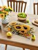 Sunflower Print Placemats Set - 4 Styles, Linen-Like Table Mats for Kitchen & Dining