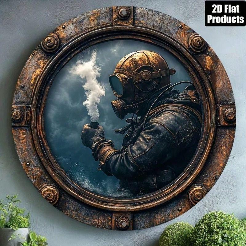 

Vintage Diver Metal Wall Art, Retro Diving Decor for Home Bar Cafe