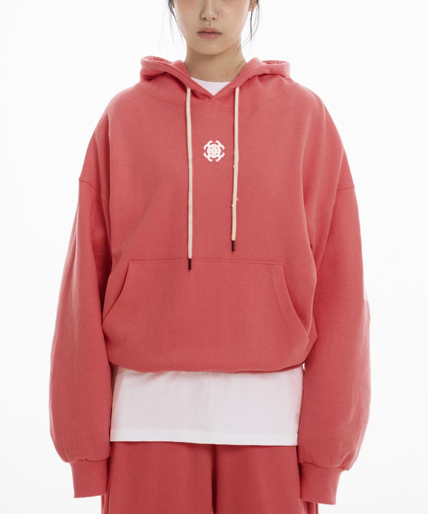 Symbol Over Fit Double Jersey Hoodie - Red