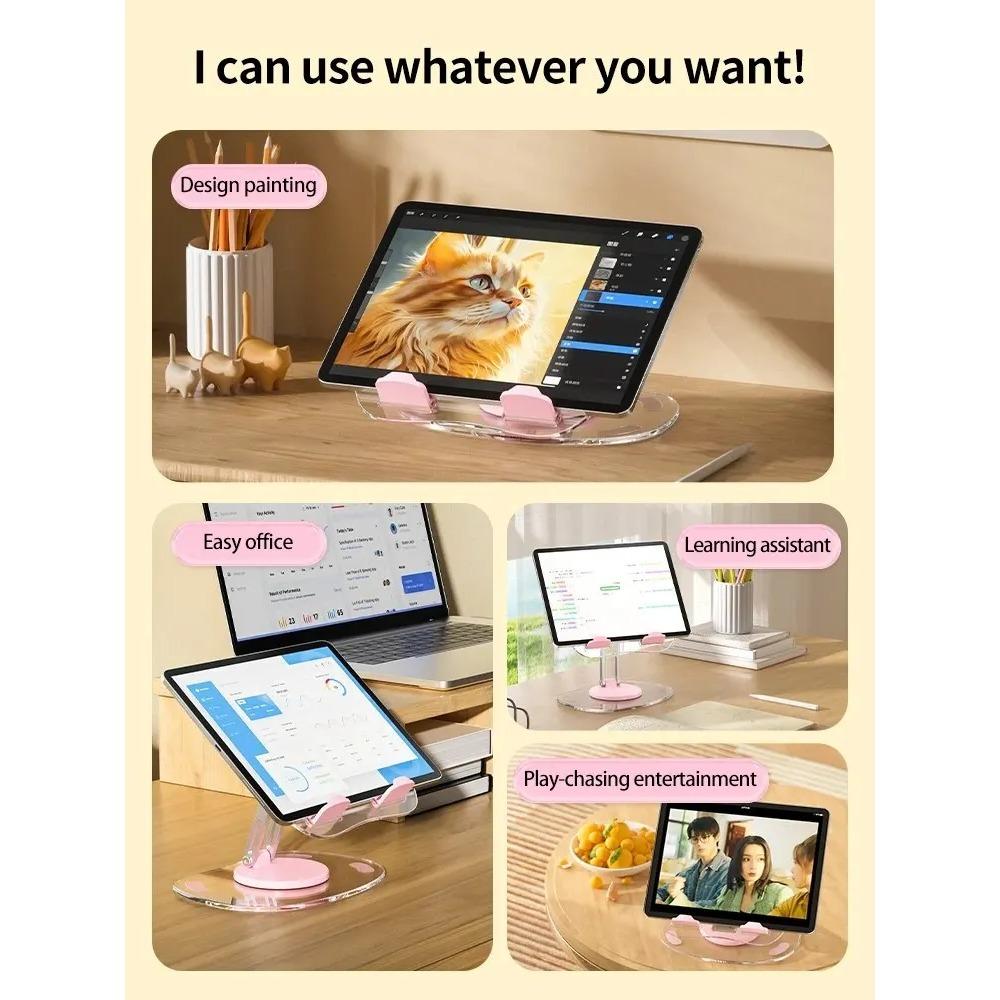 1PC 360° Rotating Mobile Phone Stand Multi-Functional Flat Support Stand Retractable Mobile Phone Stand Desktop