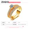 ZDADAN 925 Silver Double Zircon Rings For Women Fashion Wedding Engagement Jewelry Gift