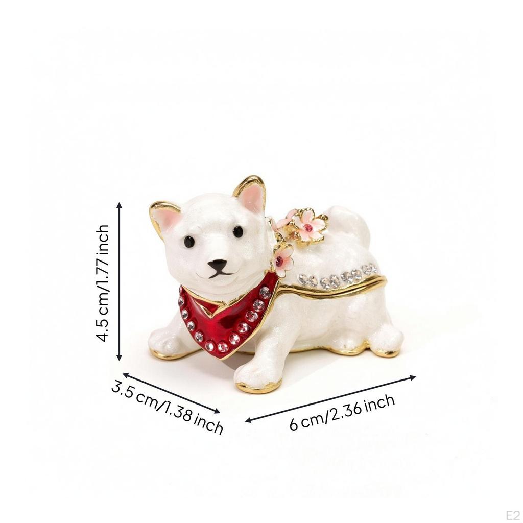 ShibaType Dog Trinket Box HandPainted Hinged Figurine Ornament for Collectors,