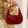 Trendy Fashion Personality Stone Pattern Armpit Moon Bag Versatile Commuter Temperament Solid Color Shoulder Bag