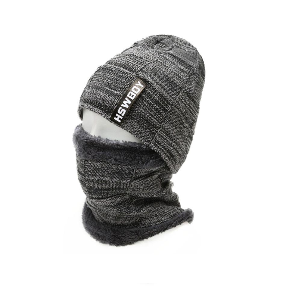Loogdeel Neck Warmer Wool Lining Thick Warm Windproof Balaclava Winter Fleece Lined Knitted Hat for Outdoor серый