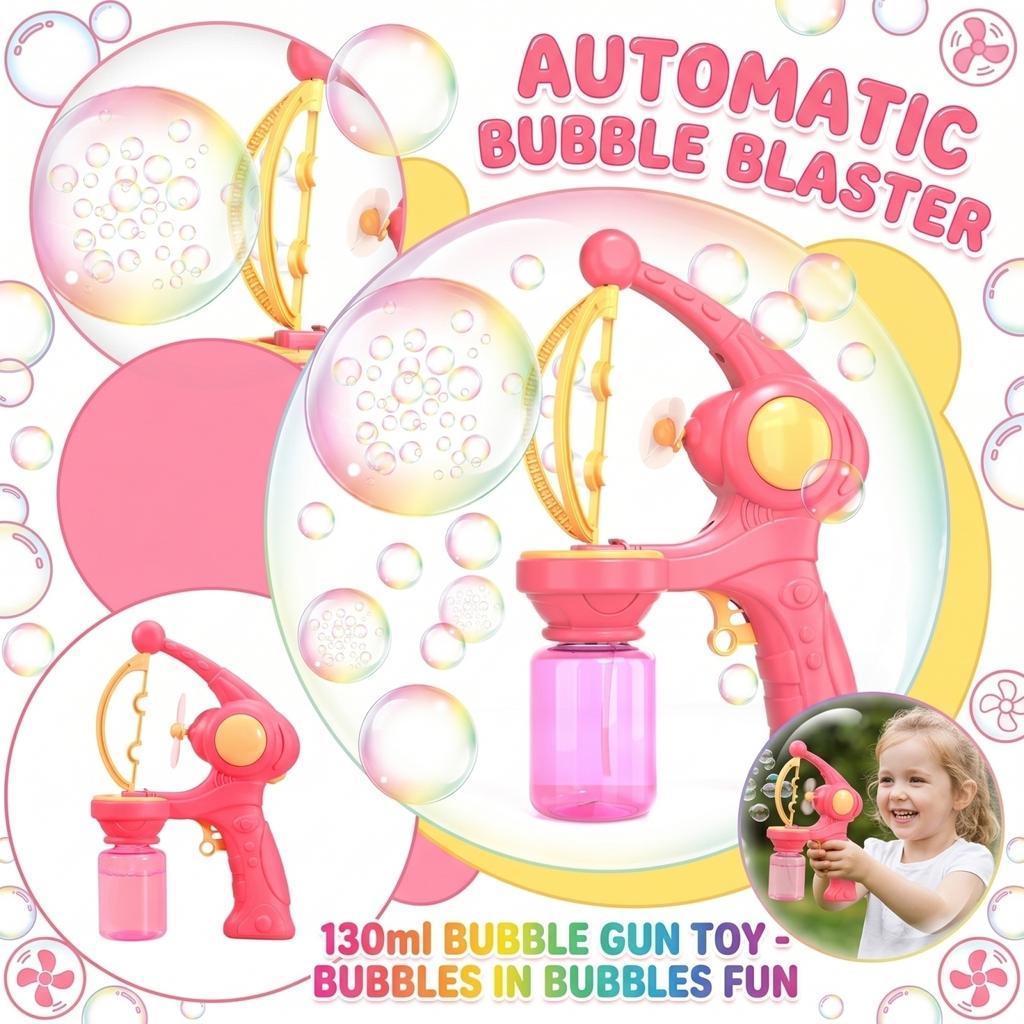 Automatic Bubble Gun Toy with 130ml Capacity Large and Small Bubble Production Electric Bubble Blower for Outdoor Family Interaction Play
