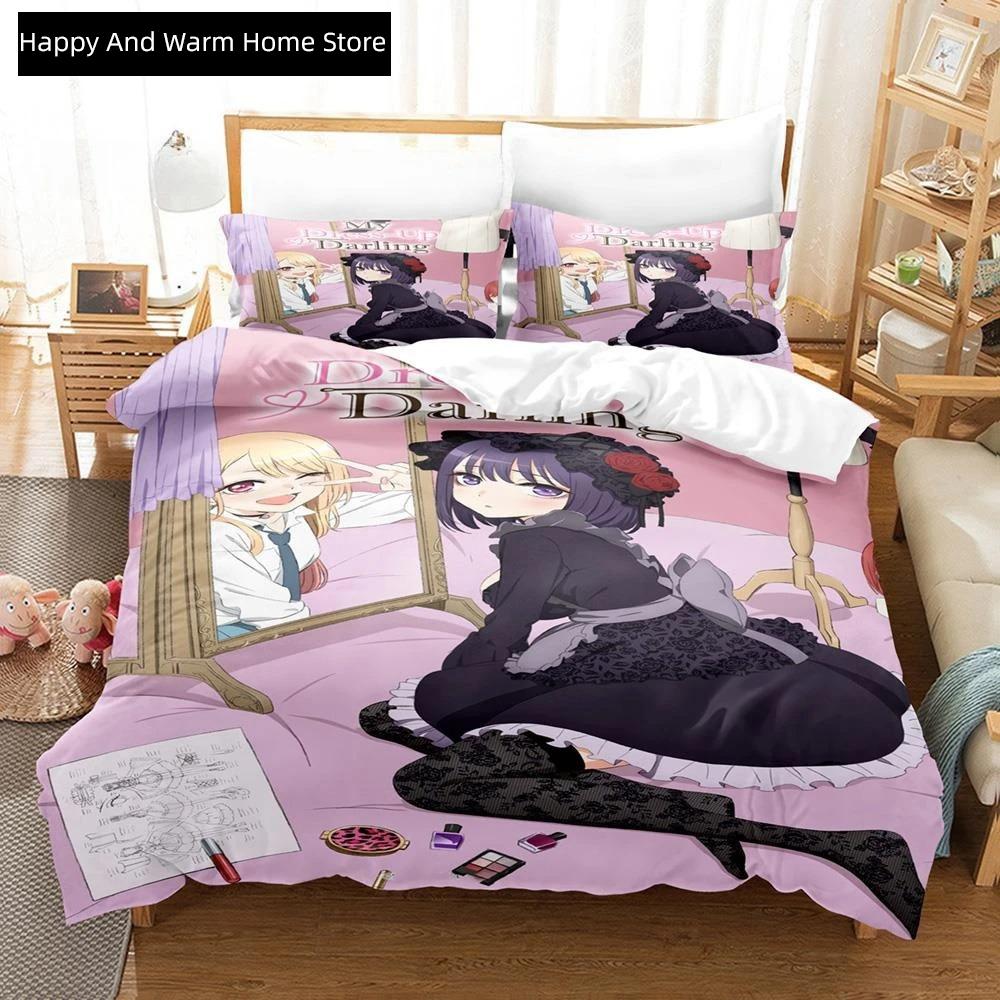 

Anime My Dres-Up Darling Beding Set Single Twin Ful Quen King-Sized Dimensionsd Dimensions Bed Linen Set Adult People Young Boys Bedrom Duvet cover 120*200cm Single