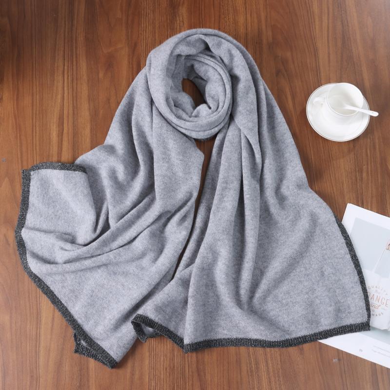 100% Cashmere Knitted Scarf Soft Warm Contrast Trim Fashion Accessory Winter Wrap Versatile Stylish Daily Wear Elegant Gift