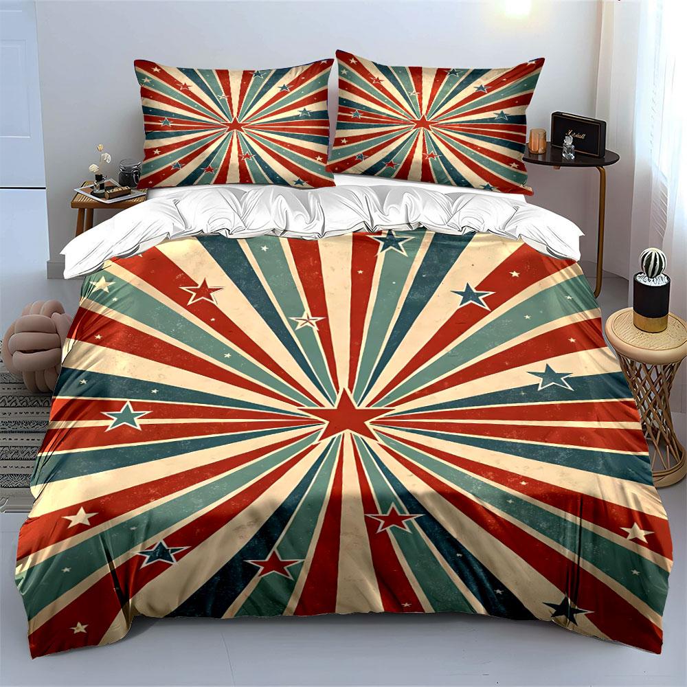 Vintage Patriotic Star Bedding Bedding Duvet Cover Set Duvet Cover Pillowcases (1 * Duvet Cover 2 * Pillowcases, Without Duvet Insert)