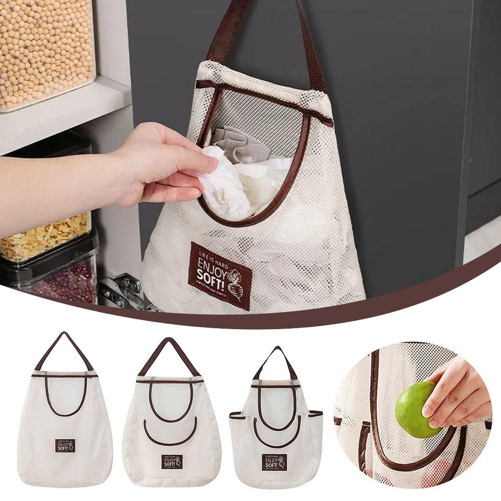 Hollow Vegetable Storage Bag Widen Handle Kitchen Mesh Bag Underwear Socks Hanging Bag  Home
