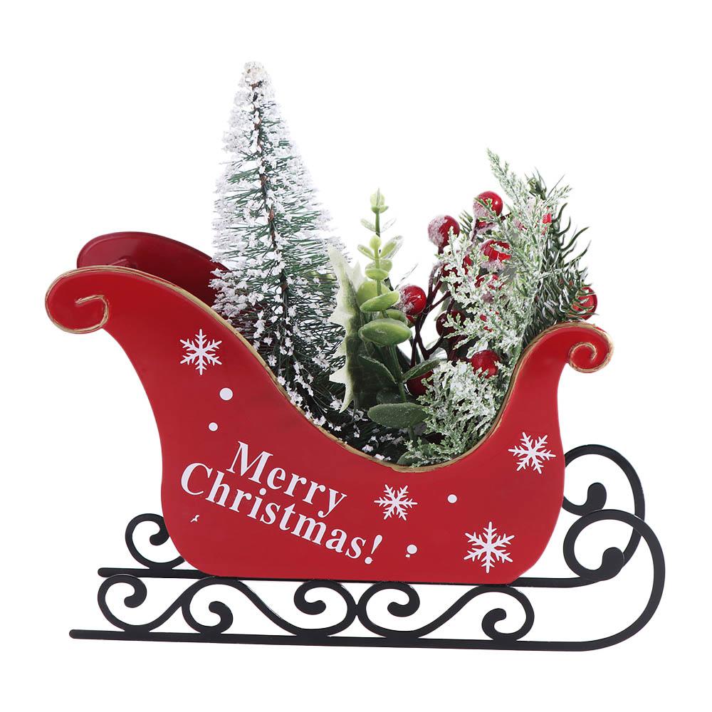 Durable Christmas Sleigh Ornament Reusable Santa Claus Sled Figurine  Christmas Gift