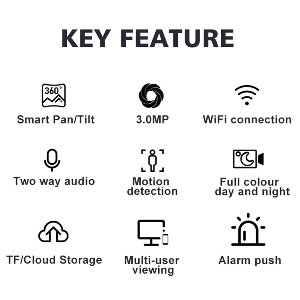 IP Wifi Camera Baby Monitor 1080p Video Surveillance Camera Mini Indoor Cctv Security Camera Us Eu Plug Ai Tracking 3mp