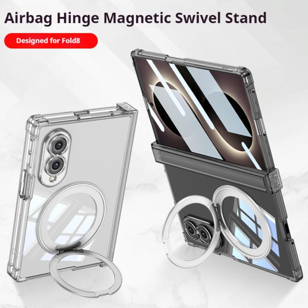 Luxury Rotatable Bracket for Magsafe Case for Samsung Galaxy Z Fold 8 Fold8 Transparent Screen Flim Hinge Airbag Protector Cover