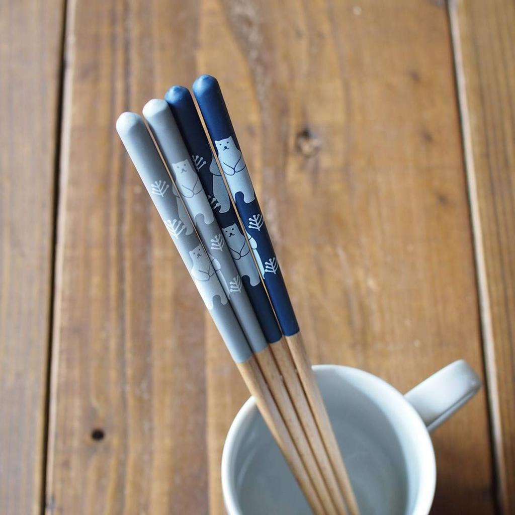 Minoru Pottery Chopsticks, 23.0cm, Polar Bear Design, Gray (Dishwasher Safe)