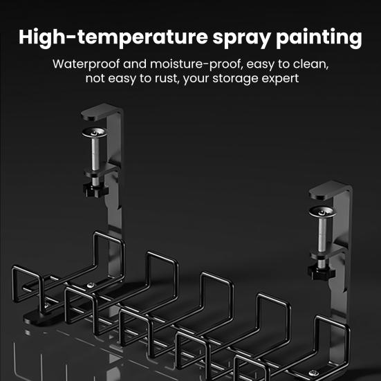 Under-Desk Cable Organizer Efficient Cable Management with Bracket And Hooks Drill-Free Clip-On Installation Home Desktop Accessory