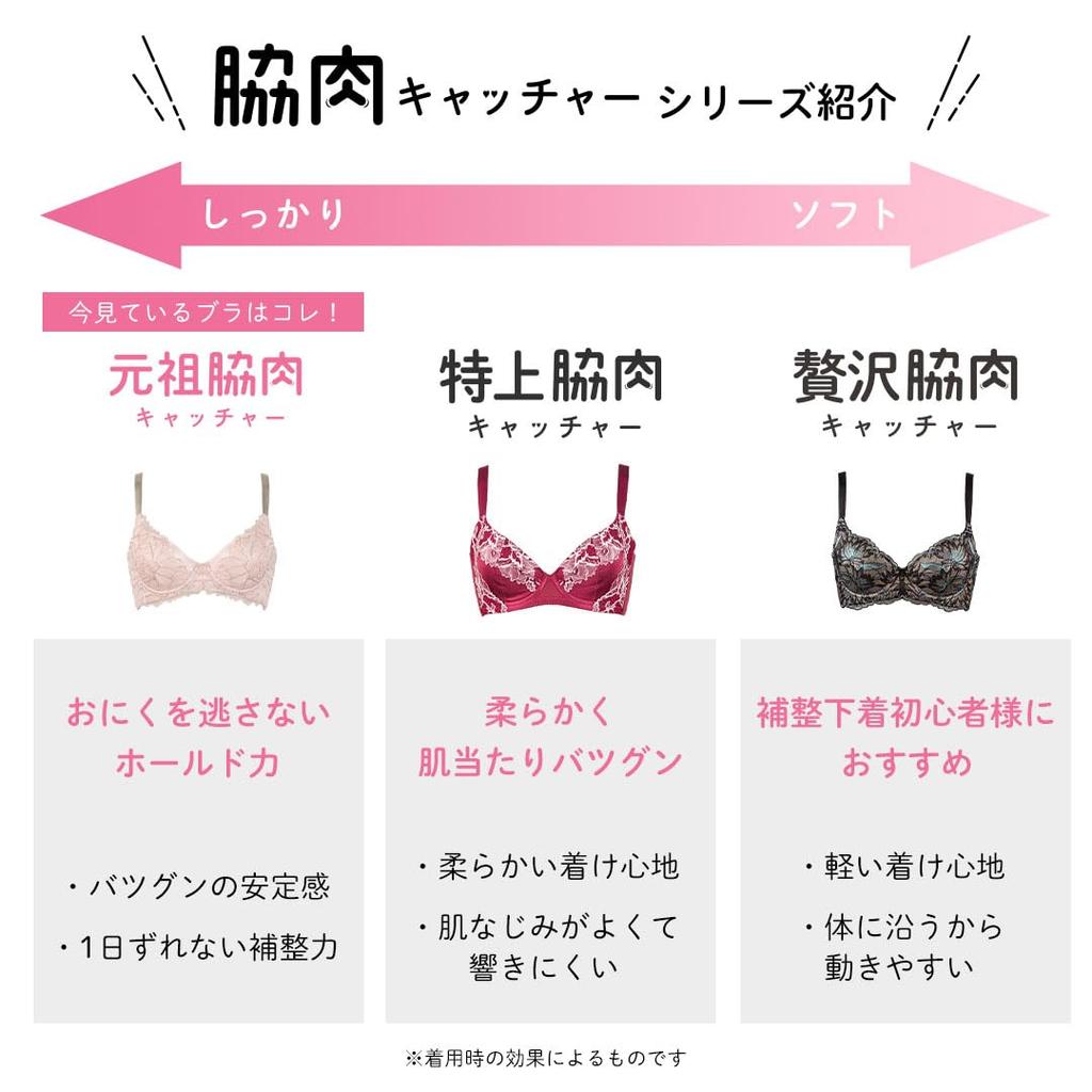 HEAVEN Japan Original Side Fat Catcher Bra and Panty Plus Bra Set, Sizes, High-Arm (Vanilla)